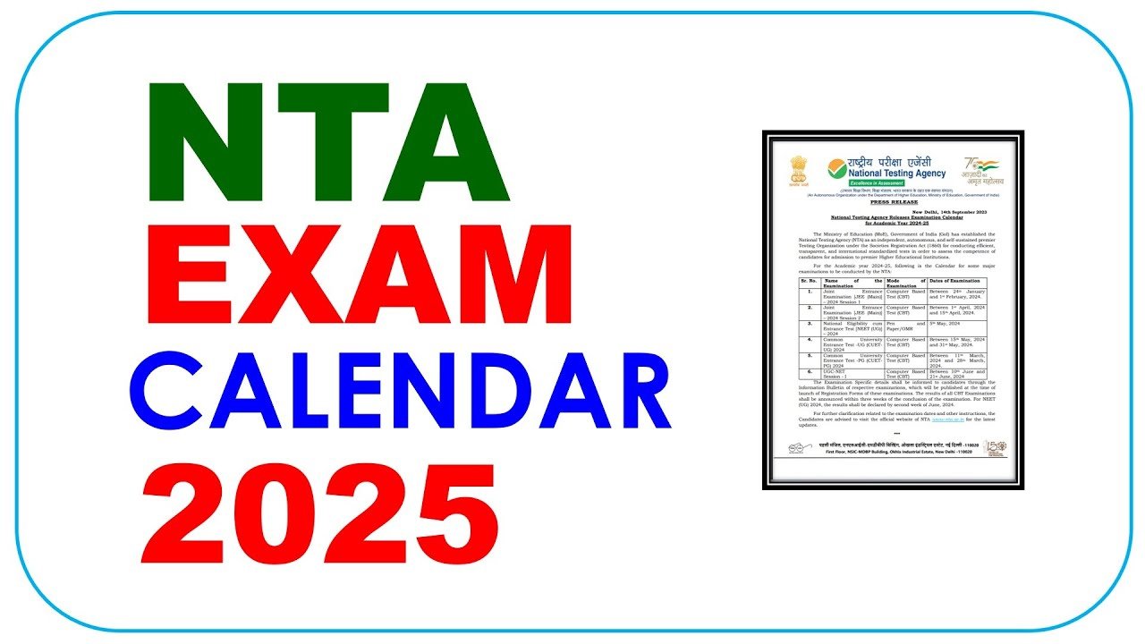 NTA Exam Calendar 2025