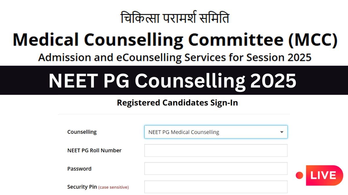 NEET PG 2025 Counselling Date Live Updates